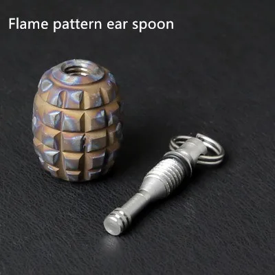 Flame ear spoon Титановые шахты нож бусины V Подвески Ухо ложка фруктовый знак Открытый путешествия портативный зубочистка висячая пряжка - Цвет: Flame ear spoon