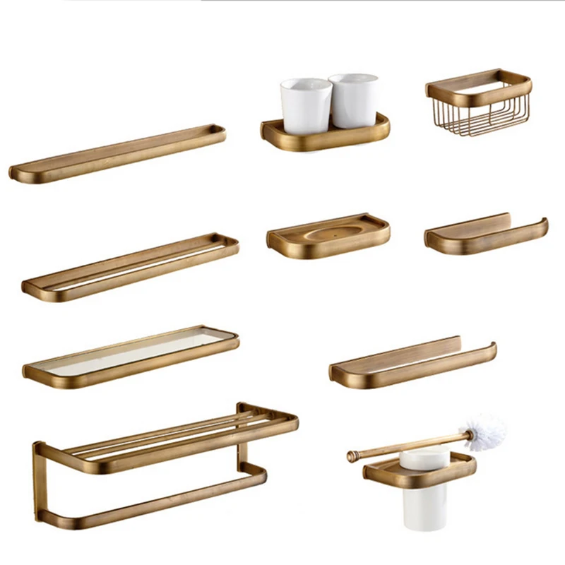 SRJ Copper Toilet Paper Holder European Antique Bathroom Round Bottom Paper Storage Rack Bathroom Retro Toilet Paper Holder