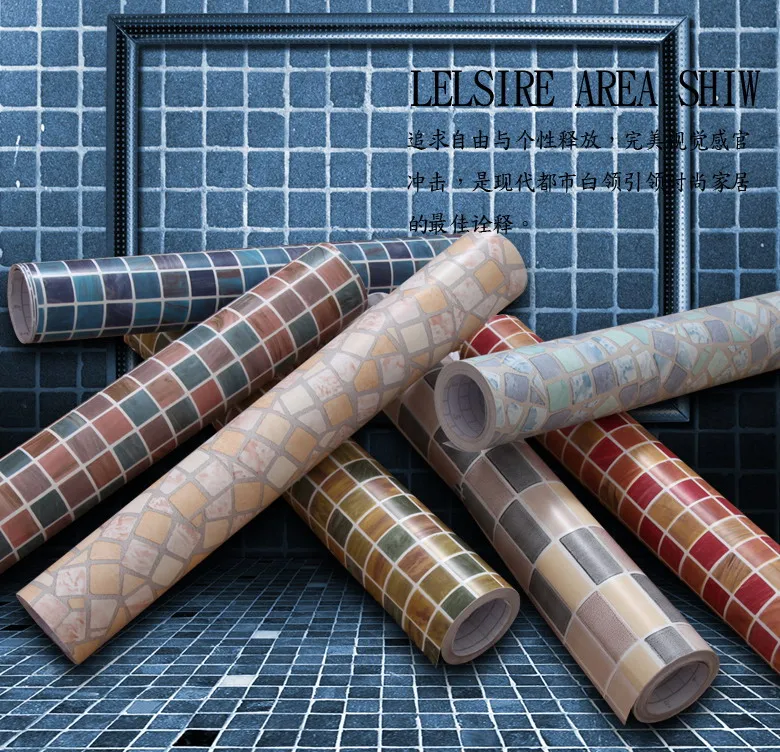 kitchen bathroom PVC self adhesive mosaic wallpaper with glue