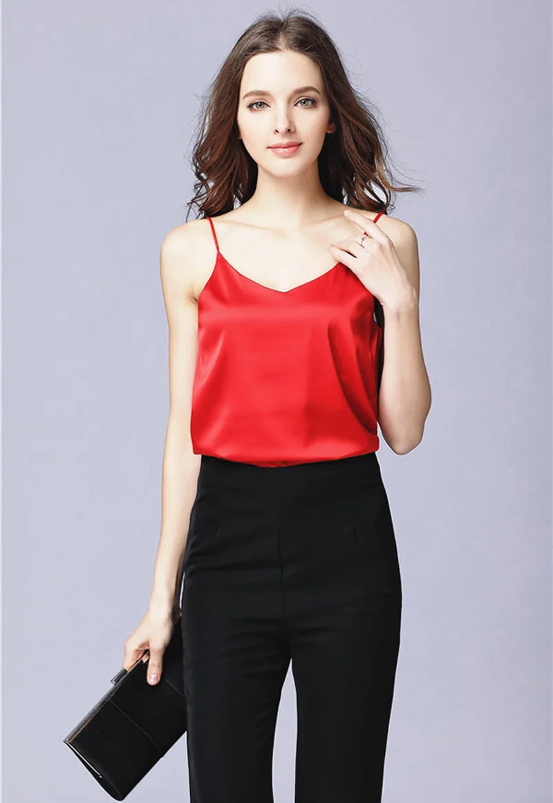Tank Top Women silk Blouses 2018 plus size New Summer Sleeveless Shirt