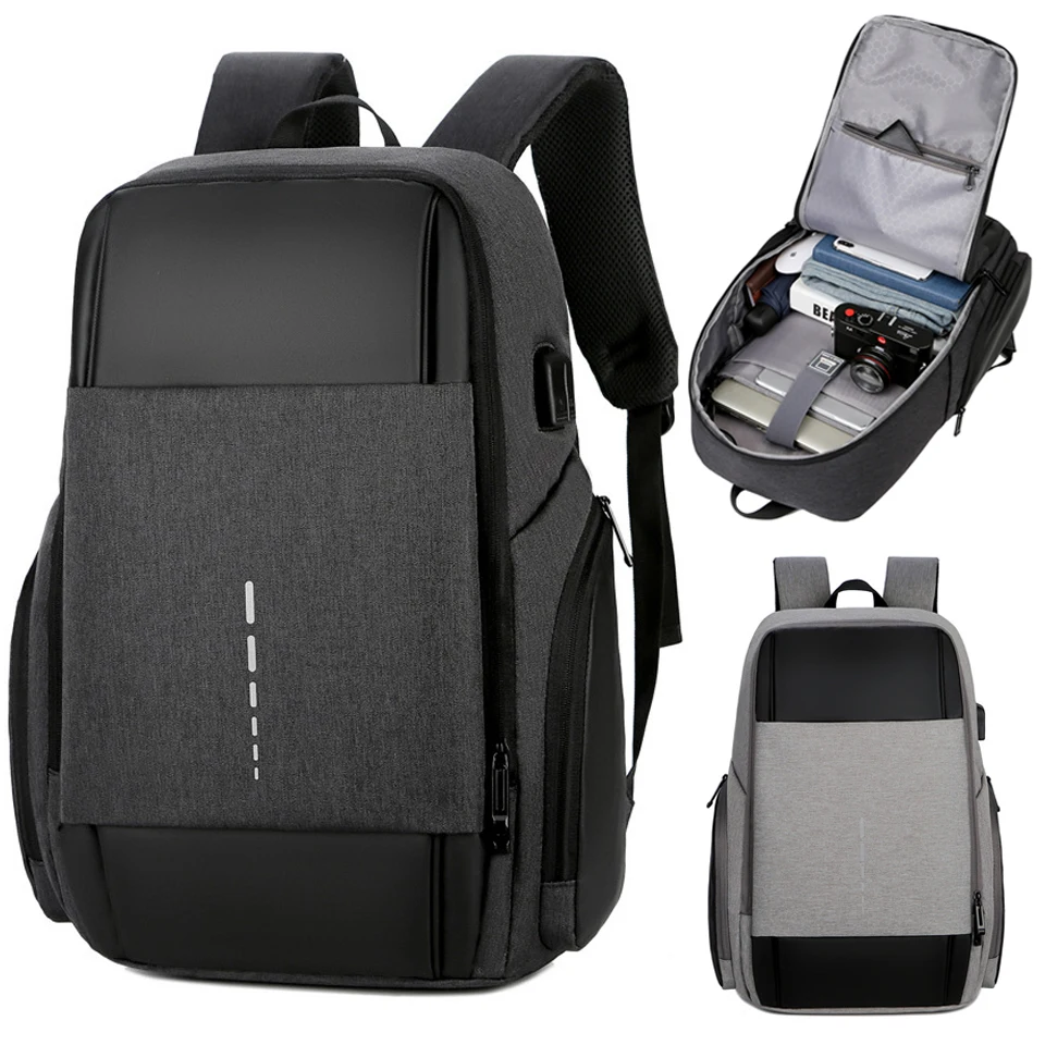 Модный школьный рюкзак для ноутбука, мужской рюкзак, деловые сумки для ноутбуков, зарядка через usb, наушники с отверстием, умные дорожные водонепроницаемые задние пакеты