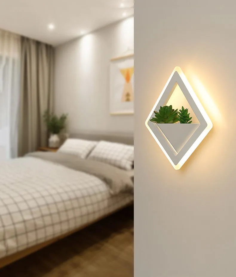 Simples e Moderno Luz de Parede Wecus Nova Arte Planta Lâmpada Cabeceira Personalidade Criativa Corredor Sala Estar Parede 6 (Wecus) nova arte planta luz de parede