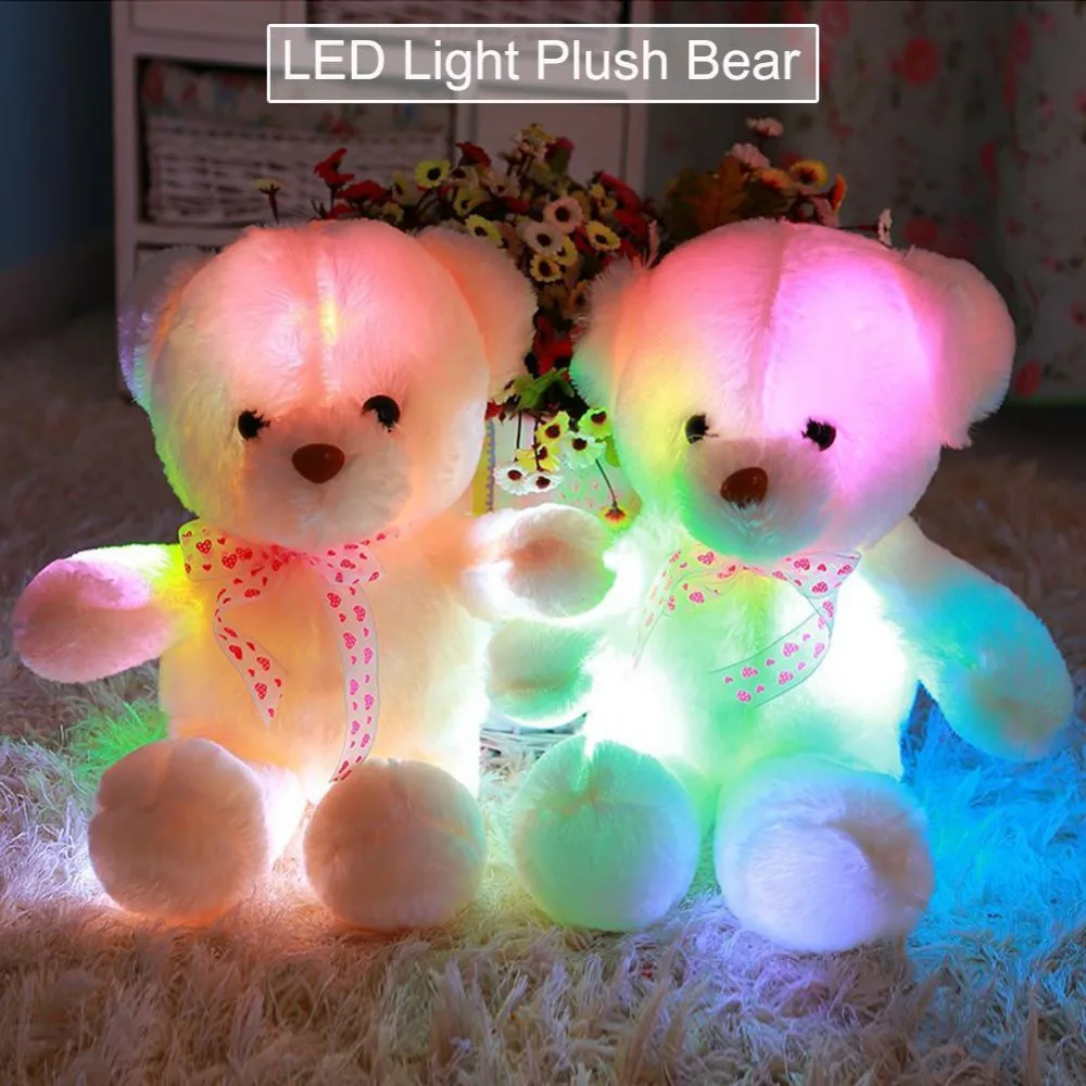 

50cm Creative Light Up LED Bear Stuffed Animals Plush Toy Colorful Glowing Bear Christmas Gift for Kids