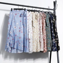 Женская шифоновая юбка с оборками и высокой талией, повседневная женская шифоновая юбка на шнуровке, юбки до колен