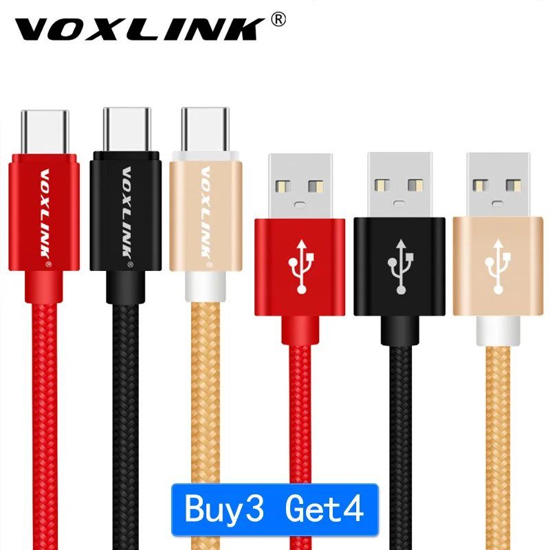 VOXLINK 3 Pack нейлон плетеный кабель USB TypeC Быстрая зарядка кабель для samsung Galaxy для htc 10 MacBook Xiaomi Mi8 A1 зарядки шнур