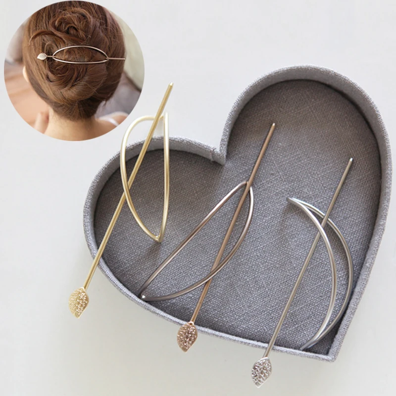 

Hot sale 1 pcs Girl's Simple Geometric Hair Sticks Elliptical Hollow Out Updo Hairpin Hair Jewelry Barrette for Women Gift
