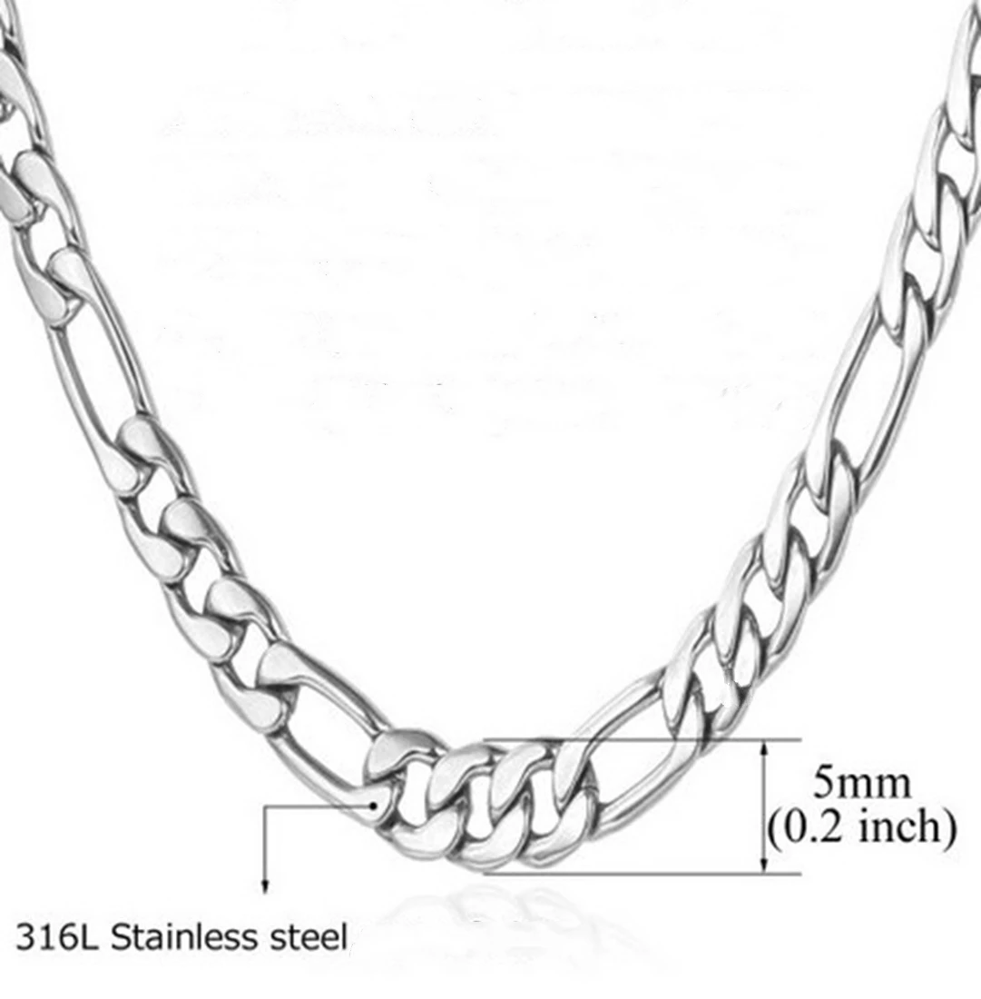 Titanium Stainless Steel Men's Fashion Necklace Figaro Chains #SN0019 ...