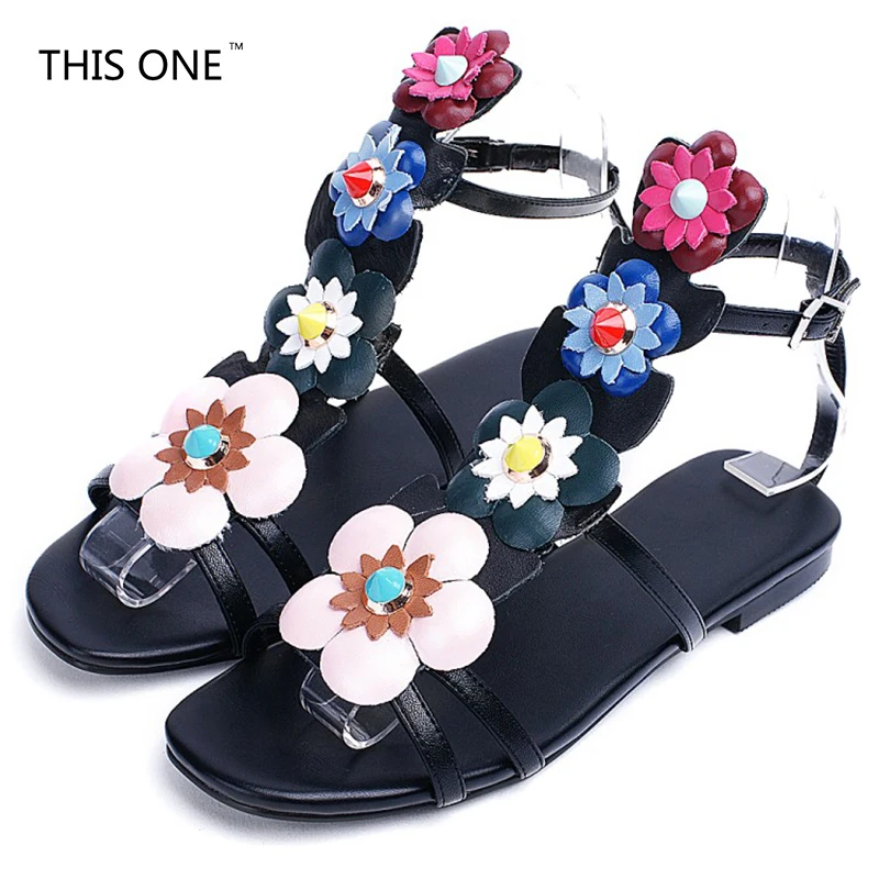 

THIS ONE Women's Fashion Sweet Summer Bohemia Sweet Beaded Sandals Toe sandalia feminina Beach Shoes Herringbone Sandals Shoes