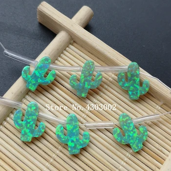 

20pcs/lot op11 Kiwi Green Synthetic Cactus Opal Stone Synthetic Cactus Tree Fire Opal for DIY Jewelry