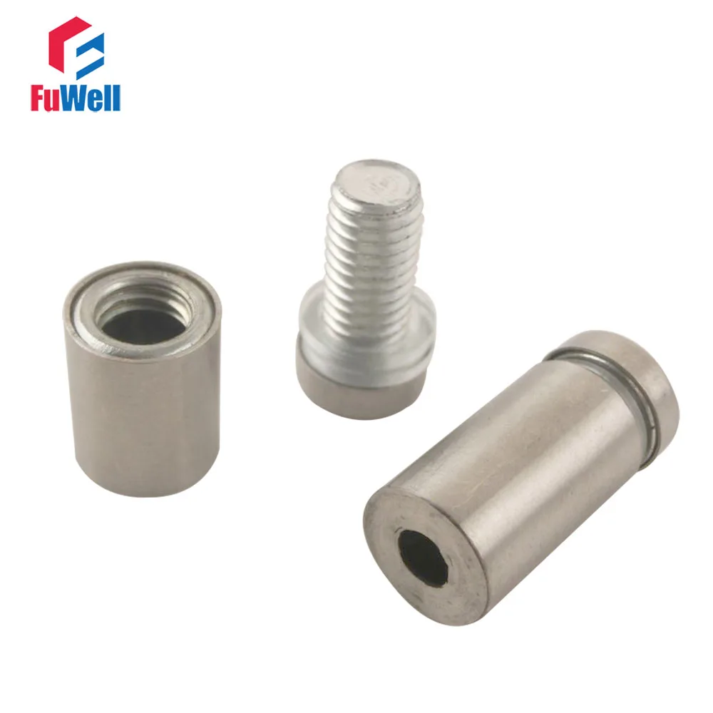Buy 20pcs Glass Standoff 12 x 22mm Stainless Steel