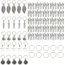 60 шт./пакет серебристого металла кольца для волос оплетка дреды шарик волос манжеты, подвеска в виде трубочки, дредлоки, для увеличения объема, аксессуары для волос для наращивания