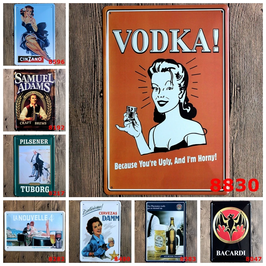 

"Liquor Ad" Vintage Metal Painting Tin Signs Bar Pub Home Cafe Wallpaper Art Decor Mural Poster Metal Craft 20x30 CM