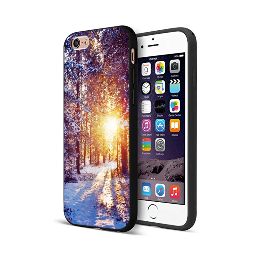 Черный чехол из ТПУ для iphone 5 5s SE 2020 6 6s 7 8 plus x 10 силиконовый XR XS 11 pro MAX с пейзажем