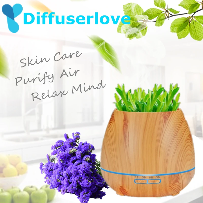

Diffuserlove 550ml Air Humidifier Wood Grain Essential Oil Aroma Diffuser Ultrasonic Humidifier Air Purifier Mist Maker for Home