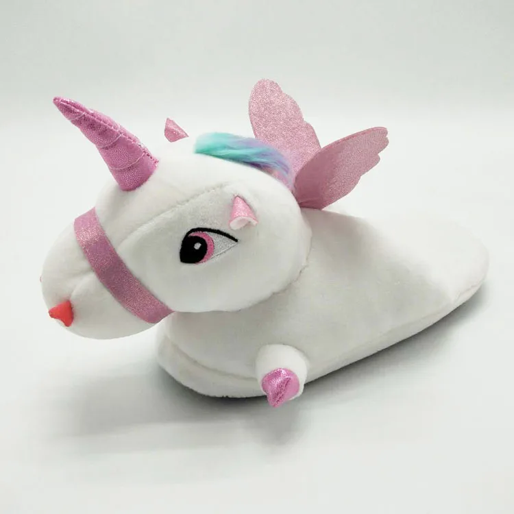 Unicorn Slippers Kids Home Shoes Girls Winter Warm Cotton Shoes Children Animal Plush Fur Slippers Funny Shoes Child Flip Flops