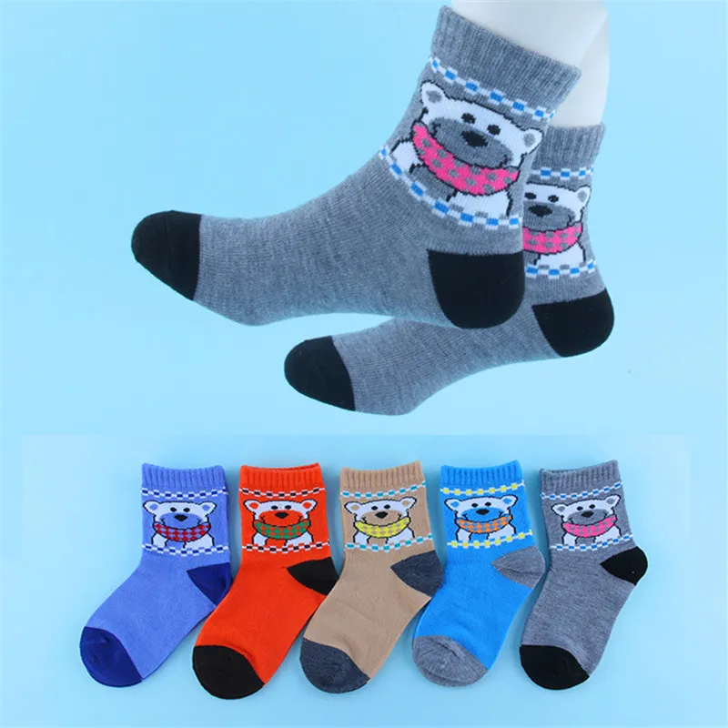 5 пара/лот Мягкие хлопковые детские носки детские дышащие Носки с мультяшными рисунками для мальчиков и девочек осень-зима для подарки для детей одежда для малышей