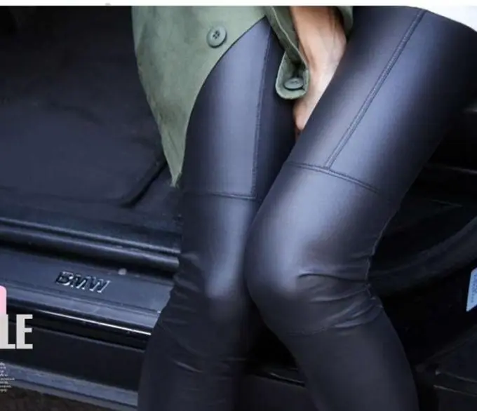 autumn spring cool leather leggings tight and black capris lady pants  winter warm leather leggings