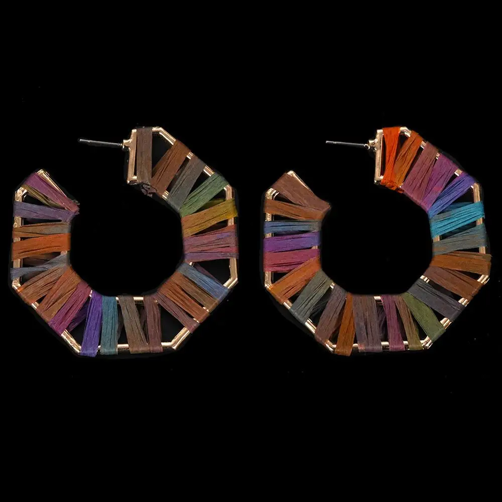 Vedawas, Разноцветные серьги GIANELLA RAFFIA для женщин,, Boho Hoop, массивные серьги, висячие, вечерние, подарки, xg2828 - Окраска металла: 2