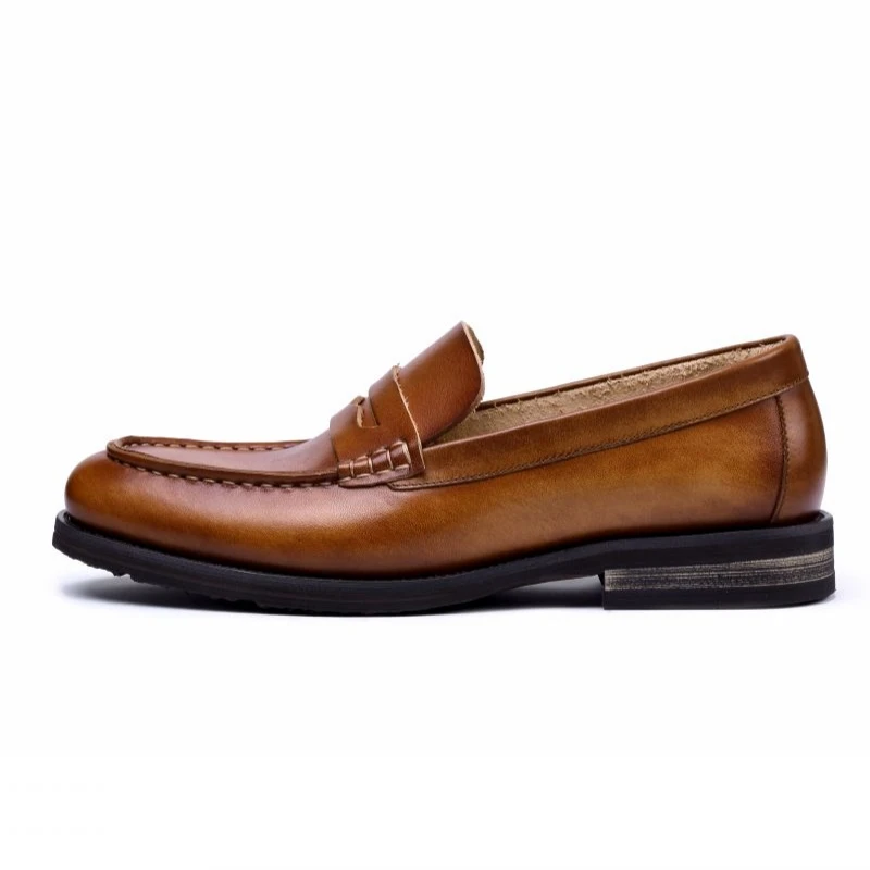 Em De Verão Respirável Sapatas Homens Size coffee Estilo Plus Sapatos Chaussure Homme Brown 2019 Genuíno Do Couro Casuais Deslizamento Zapatos Britânico Hombre vxPwFdYn