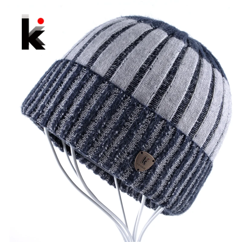 Mens Skullies Touca Thicker Fringe Designer Beanie Wool Hat Knitted Boy