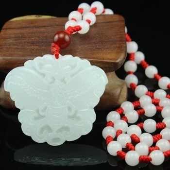 

Natural Afghan Jade Butterfly Pendant White Jade Butterfly Pendant