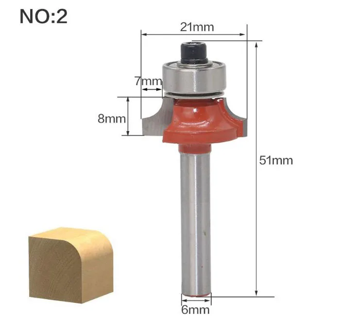 1 шт. 6 мм хвостовик фреза древесины фрезы прямой Концевая фреза триммер очистка заподлицо угловая круглая бухта коробка биты инструменты - Длина режущей кромки: NO 2