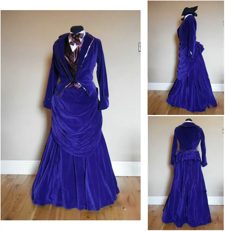 

Freeship customer-made Blue Renaissance Dress Vintage Costumes Victorian Dress Steampunk dress Gothic Halloween Dress C-457