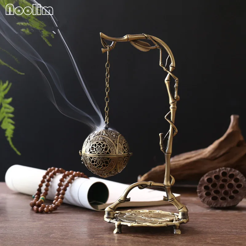 

Metal Round Ball Shape Incense Burner Creative Living Room Decor Hanging Aromatherapy Coil Incense Holder
