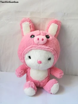 

about 30cm lovely pink rabbit with cartoon pig hat design, plush toy soft doll kid's toy birthday gift b2705