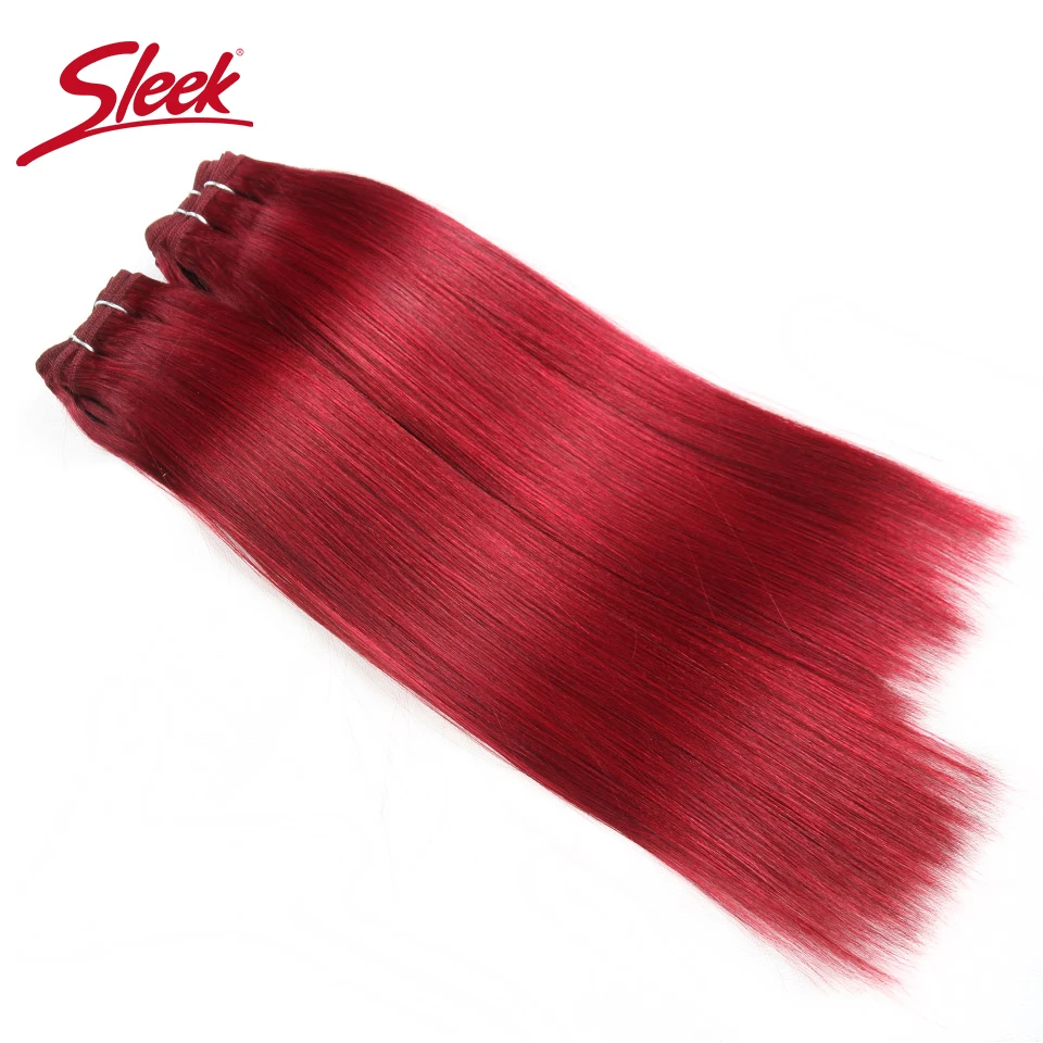 

Sleek Brazilian Yaki Straight Hair 4 Bundles Deal 190G 1 Pack Human Hair Weave Bundles Non Remy Red/Burg/1B/2/4 Hair Extension