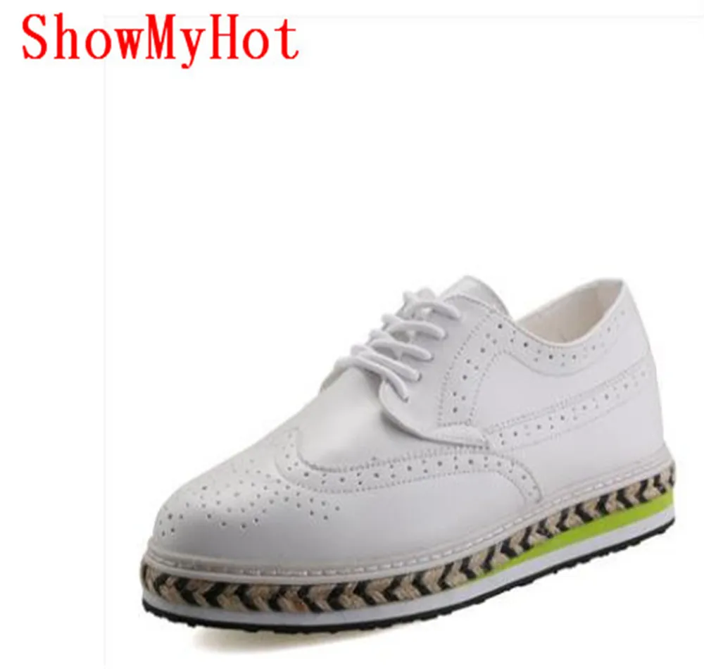 ShowMyHot новые женские кроссовки туфли лоферы балерина резная Белая обувь на