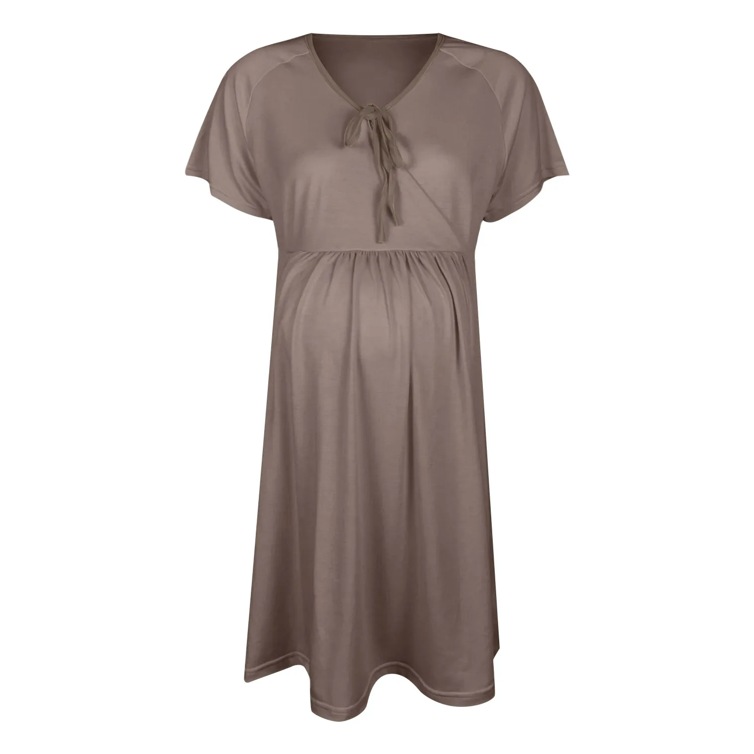 Женское платье для беременных, для отдыха, с коротким рукавом, для грудного вскармливания, разноцветное, 12 цветов, летнее платье для беременных, реквизит для беременных, robe de gros - Цвет: Coffee