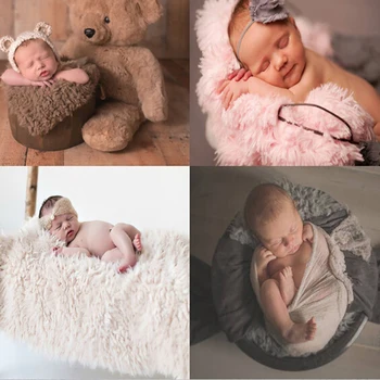 

Good Sale Newborn Photography Props Soft Baby Fur Blankets Faux Fur Background Blankets Cute Infant Kids Photography Props