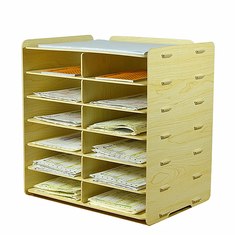 

Wooden A5 Paper Documents Special Ticket Receiving Box Express Bill Clearing Box Desktop Multilayer Data Shelf Storage Cabinet