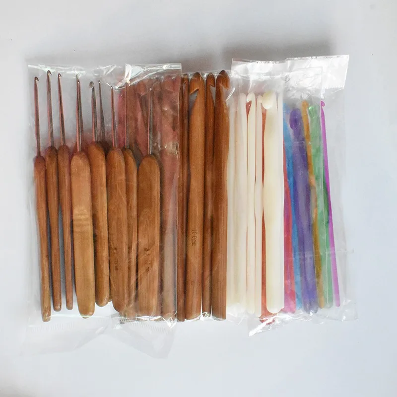 

8/9/10/12pcs Bamboo Plastic Sweater Handle Needle Crochet Weaving Tools Yarn Knitted Crochets Sets Knitting Accessories