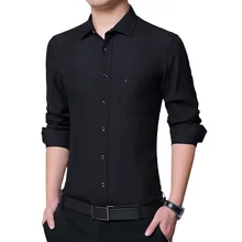 PLAYBOY Новая мужская рубашка с длинным рукавом, деловая блуза с длинным рукавом, мужская белая приталенная рубашка, однотонная мужская рубашка