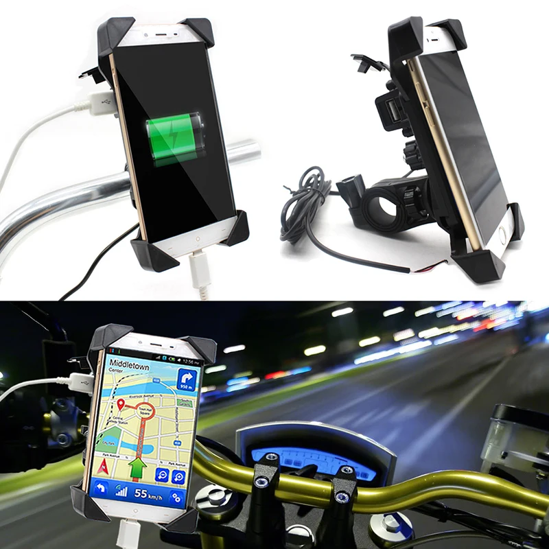 Новые мотоциклетные держатель телефона с USB Зарядное устройство мобильного для