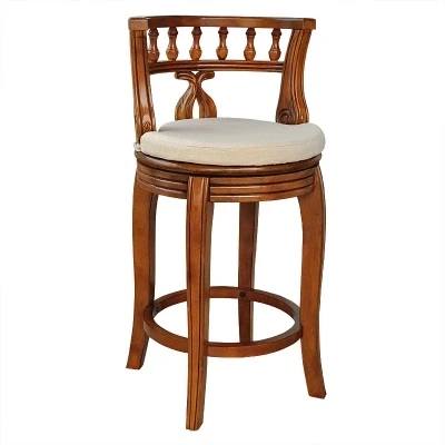 Европейский стиль барный стул из массива дерева Американский высокий барный стул твердый деревянный валик пластина вращающийся барный стул - Цвет: Seat height 550mm