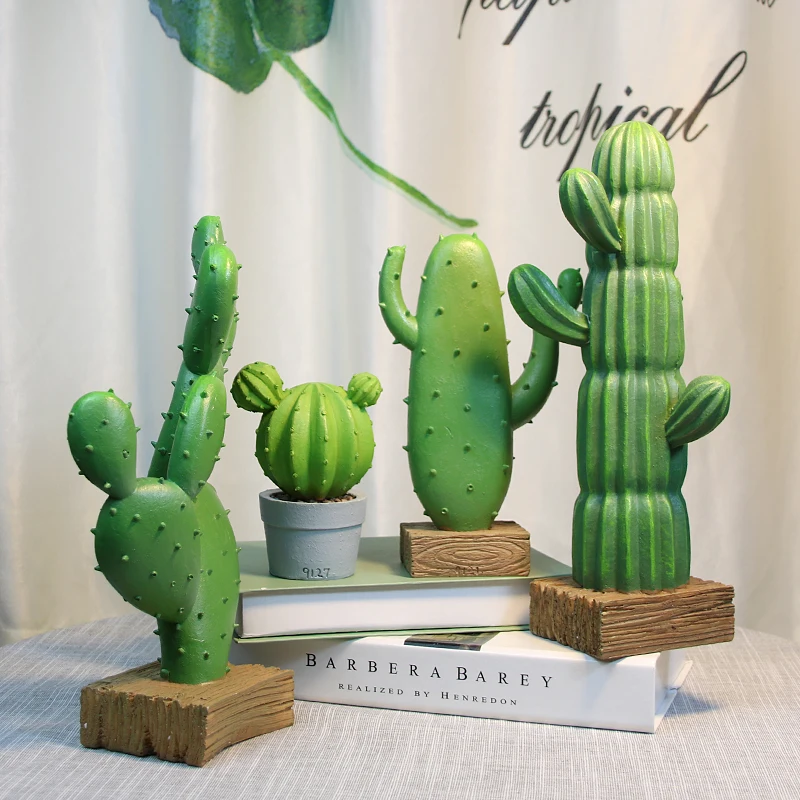 INS resin simulation green cactus ornaments for home decor crafts plant