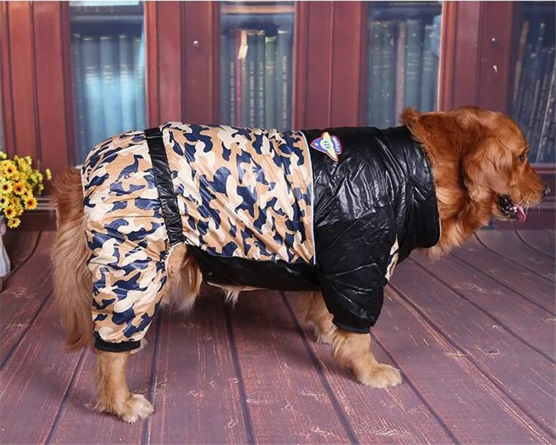 PU sleeve stitching Big dog coat warm Thick Camouflage dog clothes for large dogs dog jumpsuit windbreaker parka para perro