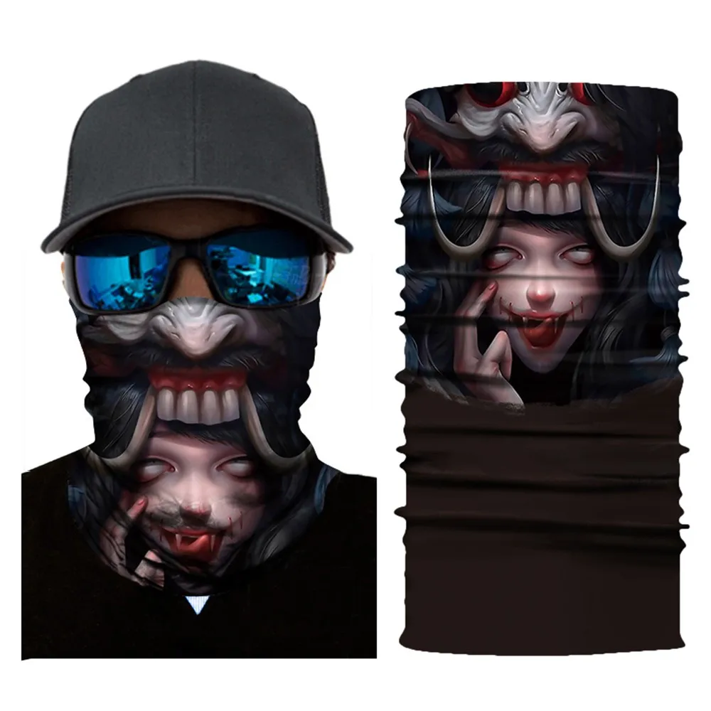 Motorcycle Face Mask Cycling Halloween Head Scarf Neck Warmer Skull Ski Balaclava Headband Scary Face Shield Mask Outdoor#3 - Цвет: D