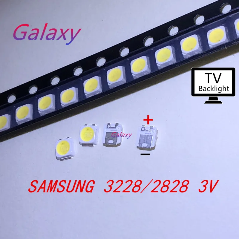 

200PCS FOR SAMSUNG 2828 LED Backlight TT321A 1.5W-3W with zener 3V 3228 2828 Cool white LCD Backlight for TV TV Application