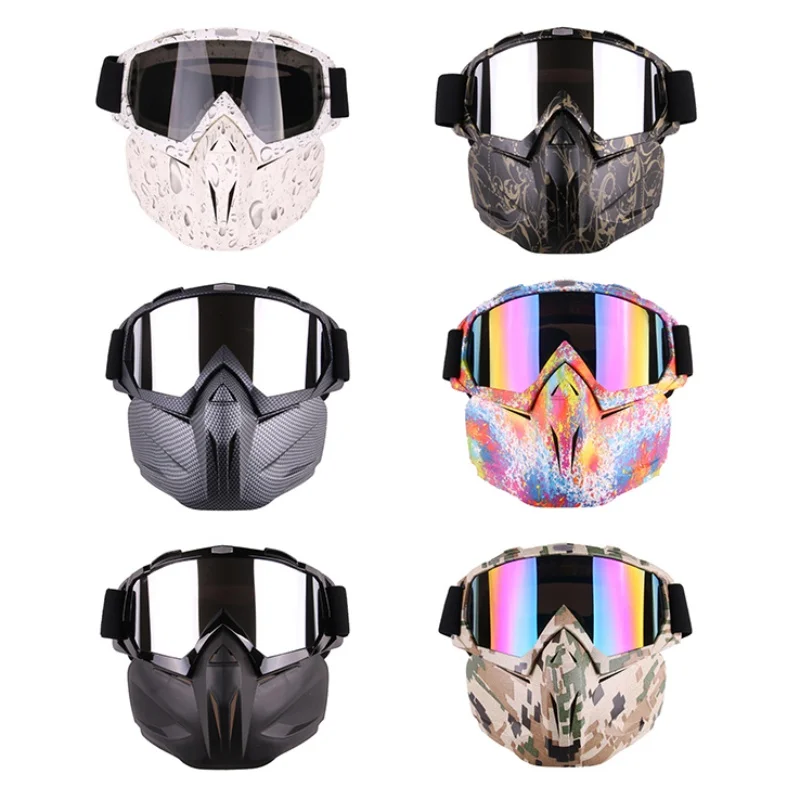 Зимние ветрозащитные лыжные велосипедные очки маска для лица Съемная унисекс лыжные снегоходные очки маска снег лыжный спорт Мотокросс солнцезащитные очки