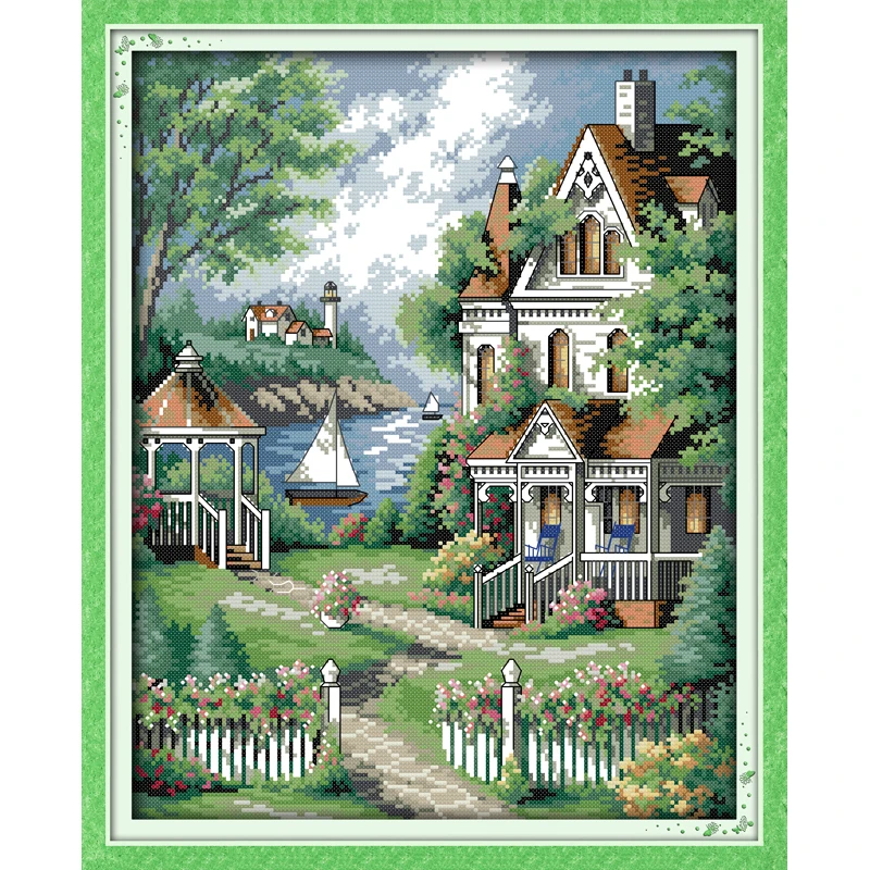 Everlasting Love Christmas European-style Villa Ecological Cotton Cross Stitch 11CT And 14CT Printed New Store Sales | Дом и сад