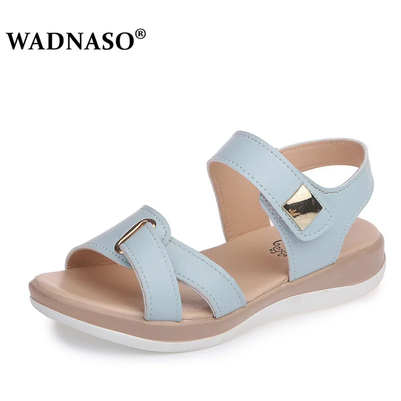 

WADNASO New Summer Women's Flats Sandals Leather Sandals Female Sandals Open toe Fish Mouth Casual Shoes Size 35-40 Footwear