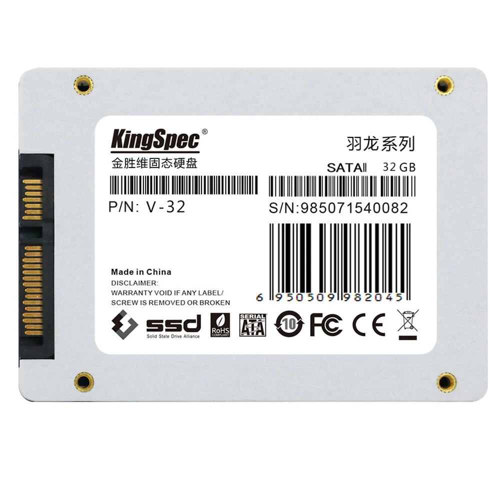 Kingspec 2,5 дюймов SATA II 2,0 2," SSD 32 Гб твердотельный диск KSD-SA25.7-032MJ для ноутбука компьютер внутренние жесткие диски