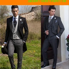 Двубортные смокинги для жениха из 3 предметов, пиджак+ брюки+ жилет, Свадебный костюм для мужчин, модные смокинги после шести костюмов жениха