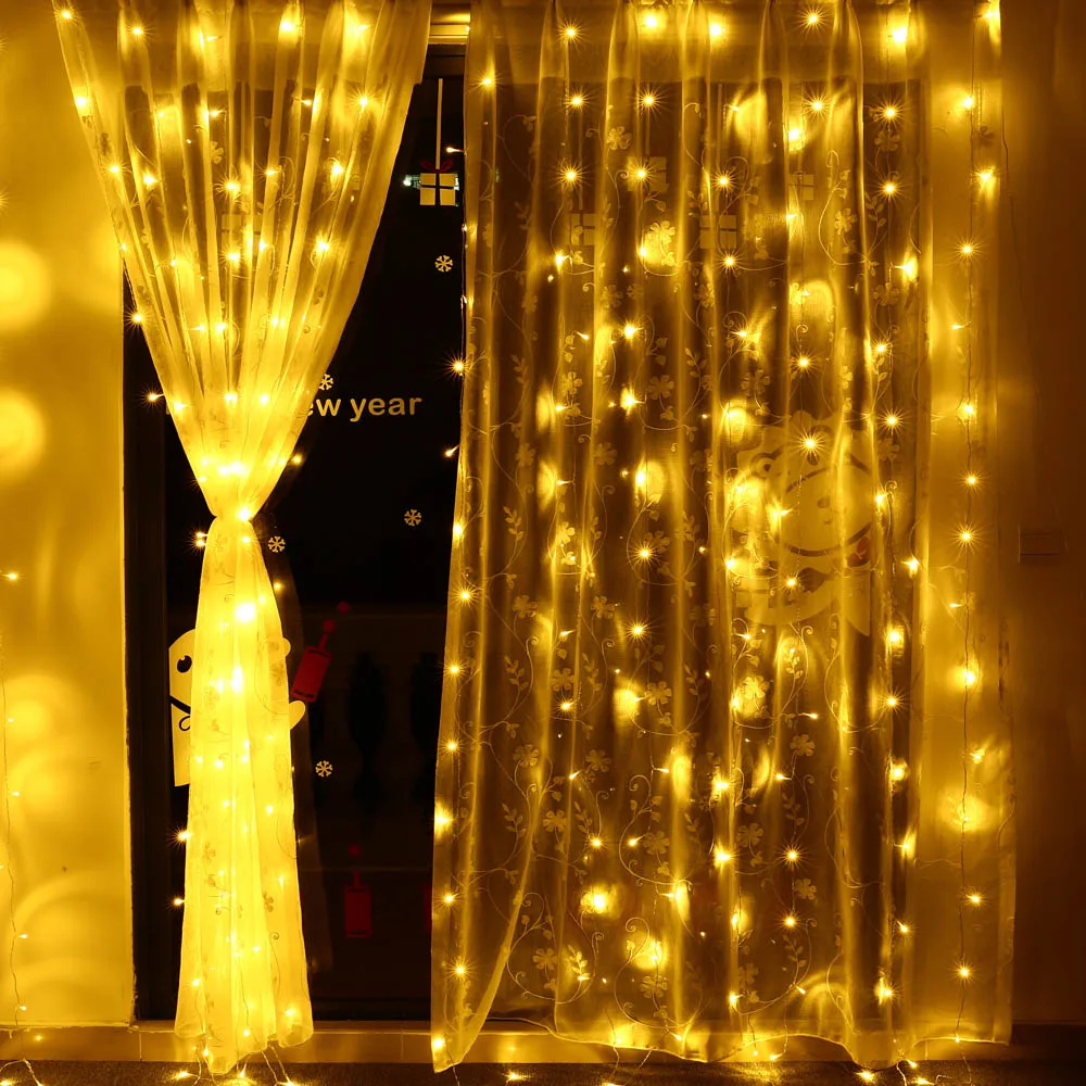 

3m X3m 300 Led Christmas Curtain String Fairy lights Curtain Holiday Lights For Party Outdoor Wall Home Window EU/US/UK plug T2