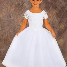 Для держащих букет невесты на свадьбе, платье для первого причастия, для маленьких девочек, платье для торжеств, на Рождество, бальный наряд белое, с коротким рукавом Кружева Платья для младенцев