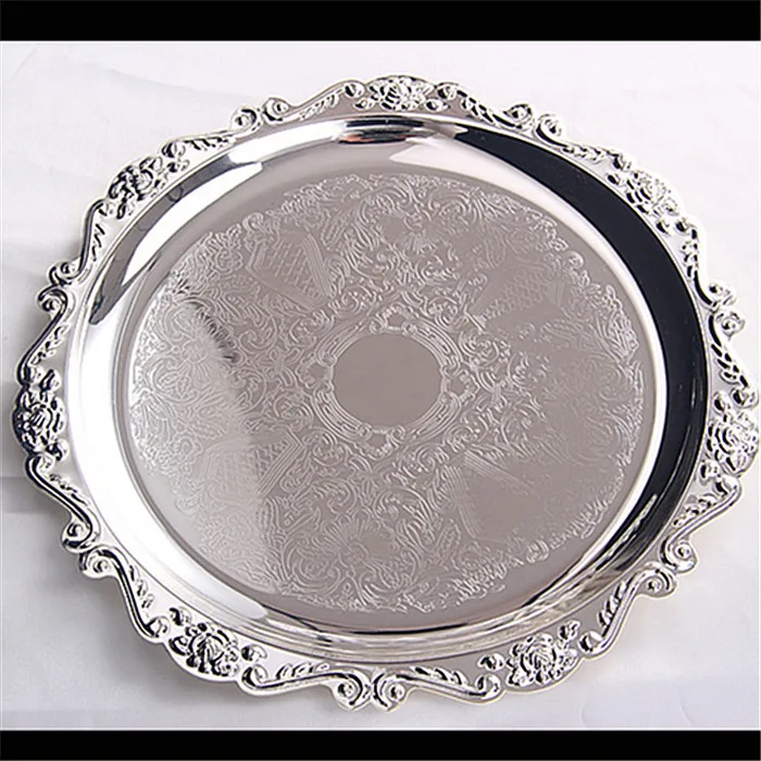 High grade silver metal plate of fruit tea cake dessert tray tray party